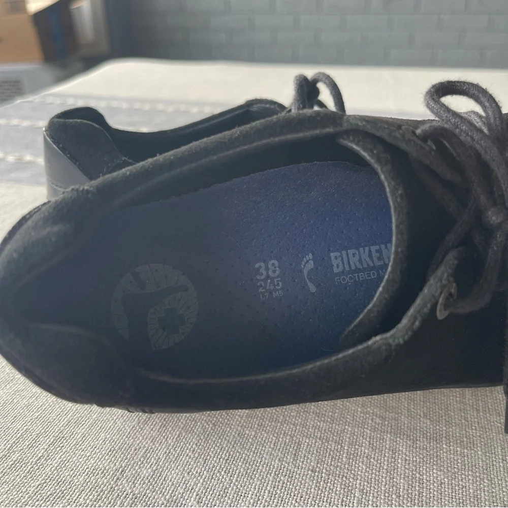 Birkenstock Honnef Low Black Suede Leather Sneakers Size 38 US 7